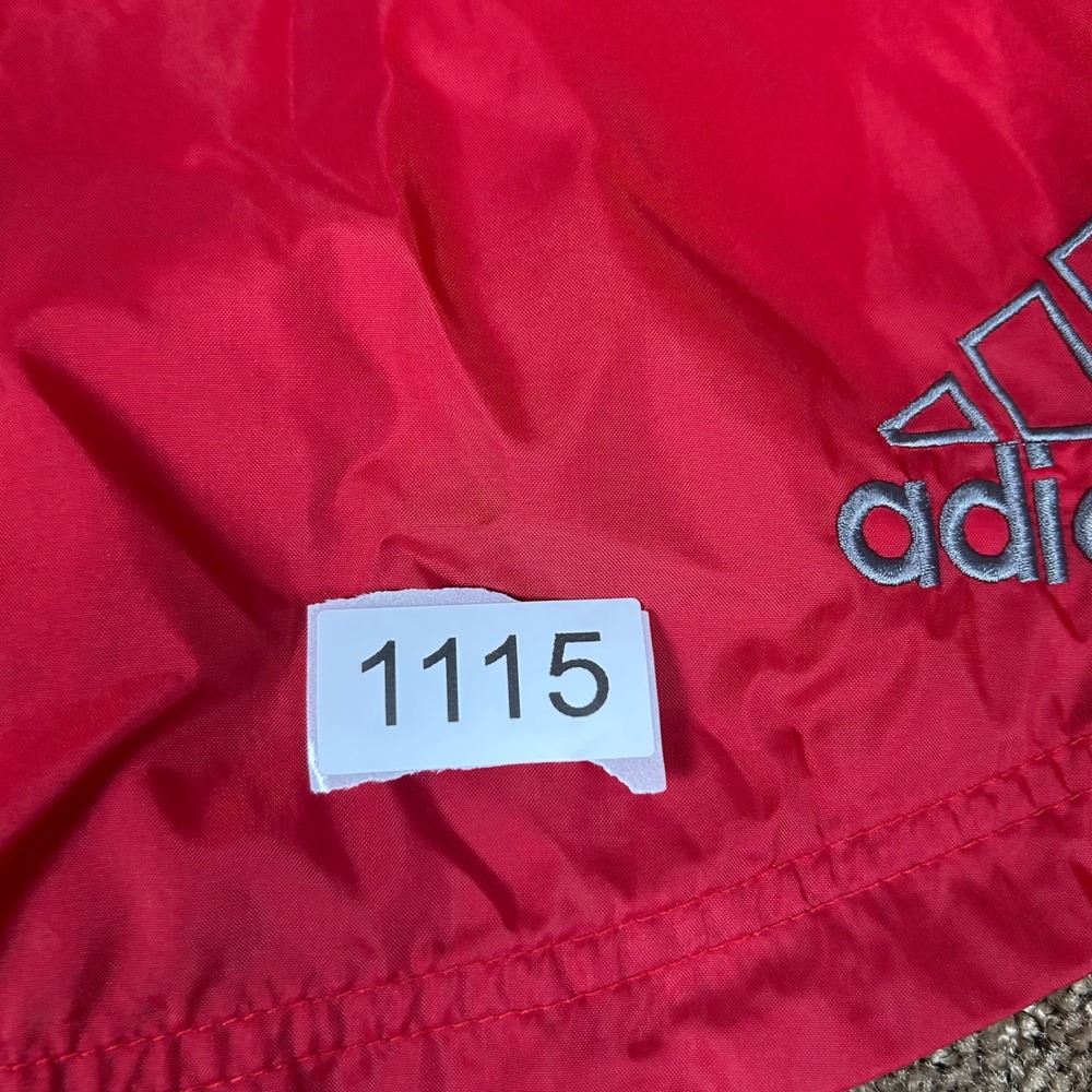 Adidas Windbreaker Jacket Boys Large Red White Colorblock Hooded Mesh Lined - Picture 6 of 6